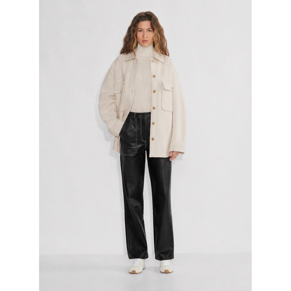 Aritzia Wilfred Free Lucy Pant Black UnReal Vegan Leather High Rise Utility Pant